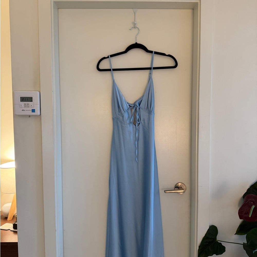 Peppermayo Ice Blue Satin Dress